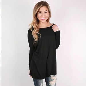 Piko Bamboo Long Sleeve Tunic - Black - SZ S
